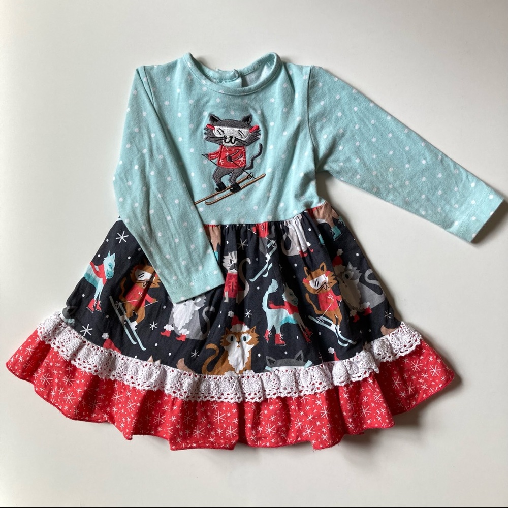 Ricrac & Ruffles Boutique Winter Cat Play Dress!